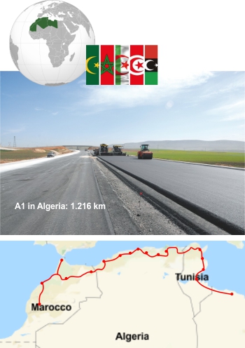 Morocco / Algeria / Tunesia + length of section in Algeria: 1,216 km