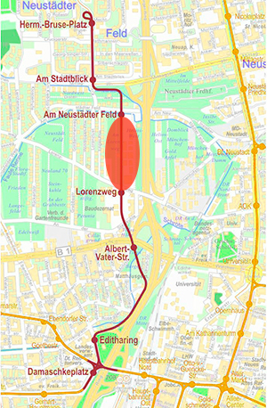 2018-09 Trassenverlauf MVB Lorenzweg - HMP LFG, Tragfähigkeit prüfen