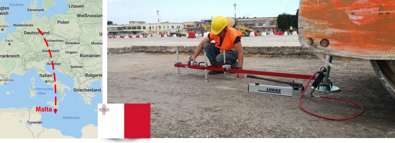 HMP PDG Statisches Plattendruckgerät im Einsatz auf Malta, Valletta ASTM D1195/1196, BS1377-9, DIN 18134