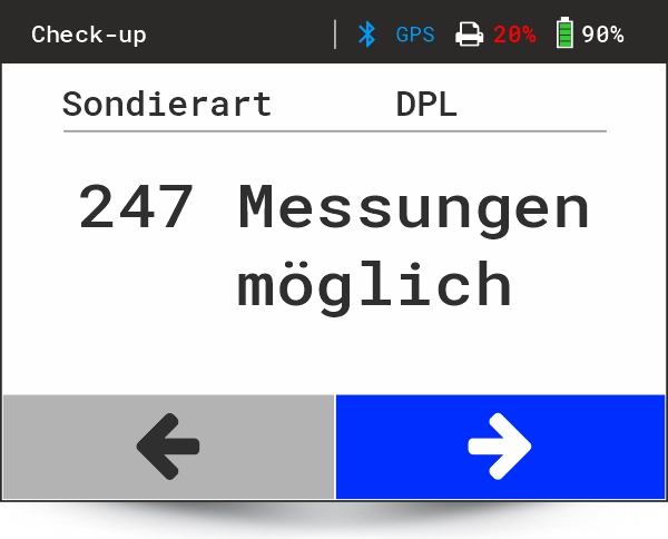 HMP SONpro - Display Check up - Sondierart DPL - Leichte Rammsonde