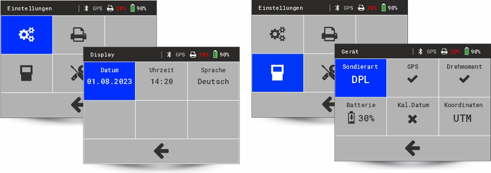 HMP SONpro - Display Einstellungen, Beispiel Anzeige und Gerät