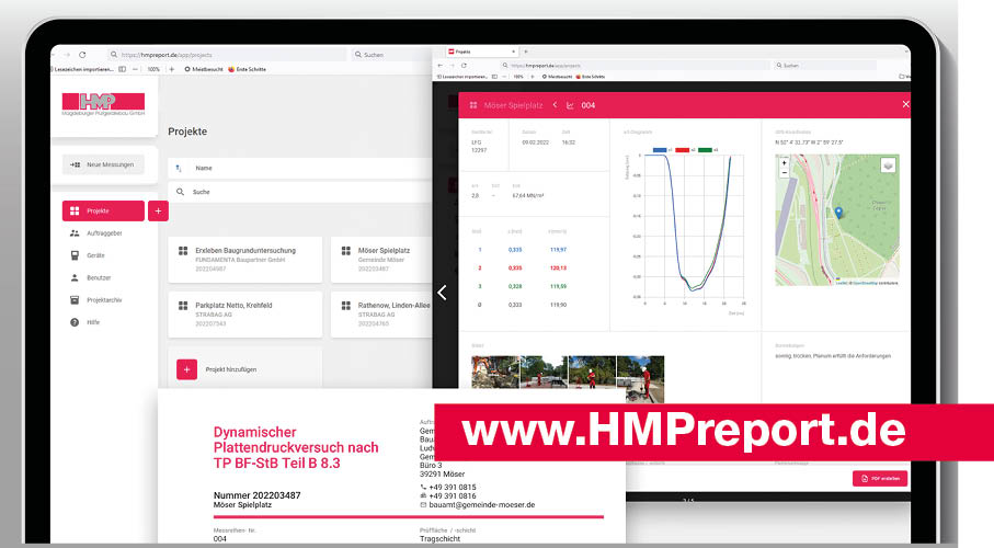 HMPreport Software zur Auswertung dynamischer Plattendruckversuche mit dem HMP LFG