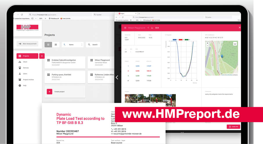 HMPreport Software for dynamic plate load test with LWD