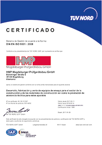 HMP QM, TÜV Certificado DIN EN ISO 9001:2015 Fecha de Caducidad 09-2018
