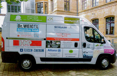 Vehículo refrigerado del banco de alimentos de Magdeburgo financiado por patrocinadores como HMP.