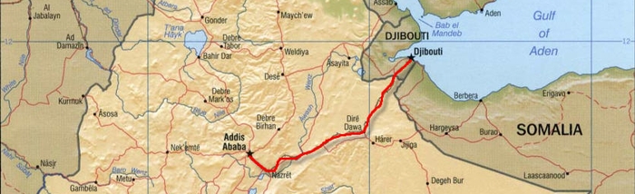 Tramo de linea férrea en Etiopía