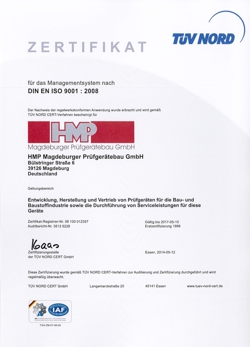 HMP Auditoría satisfactoria – certificada desde hace 16 años según DIN EN ISO 9001:2008